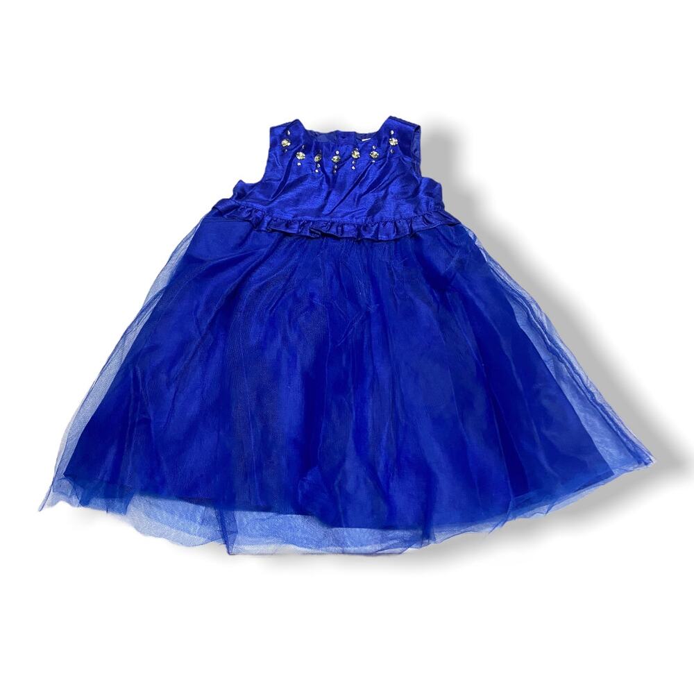 Gymboree Girls Dress Size 18-24 Months Best in Blue Gem Tulle Sleeveless Holiday